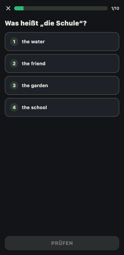 App-Screenshot: Multiple-Choice-Übung