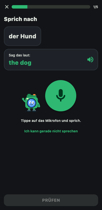 App-Screenshot: Sprech-Übung