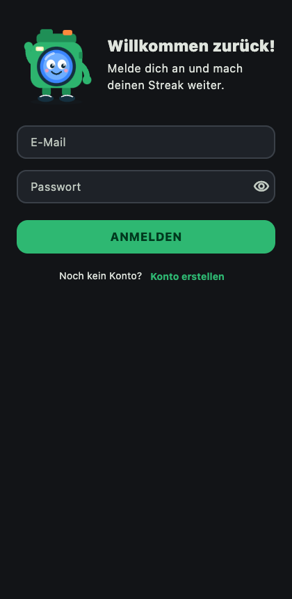 App-Screenshot: Anmeldung