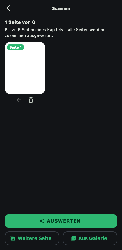 App-Screenshot: Seiten eines Scans auswählen